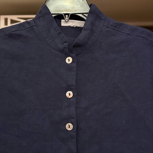 Bryn Walker sz XS navy linen sleeveless vest blouse nwt - Picture 6 of 6